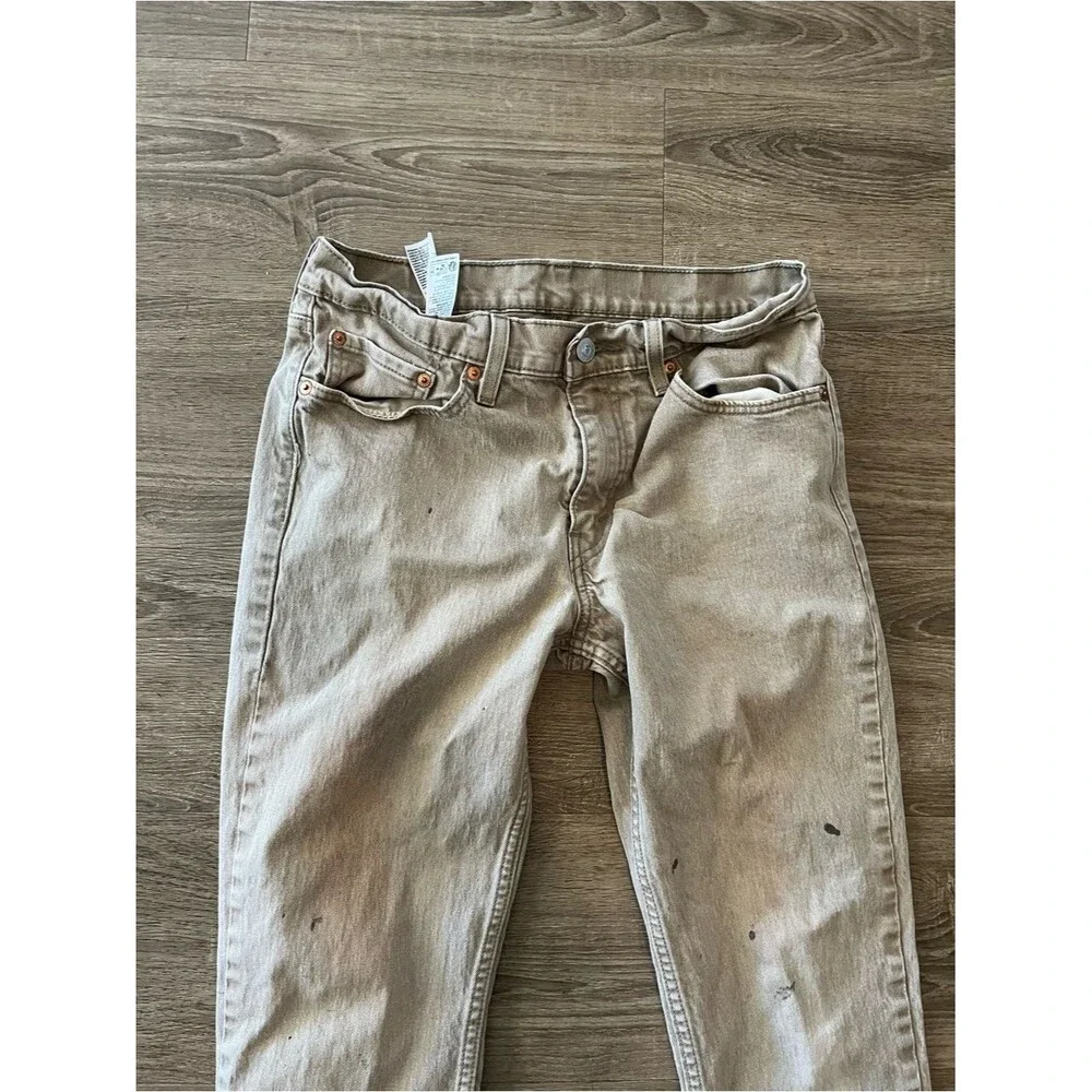 Levi’s 511 Slim Khaki Jeans Mens 32x34 Beige Stretch Denim Distressed Pants